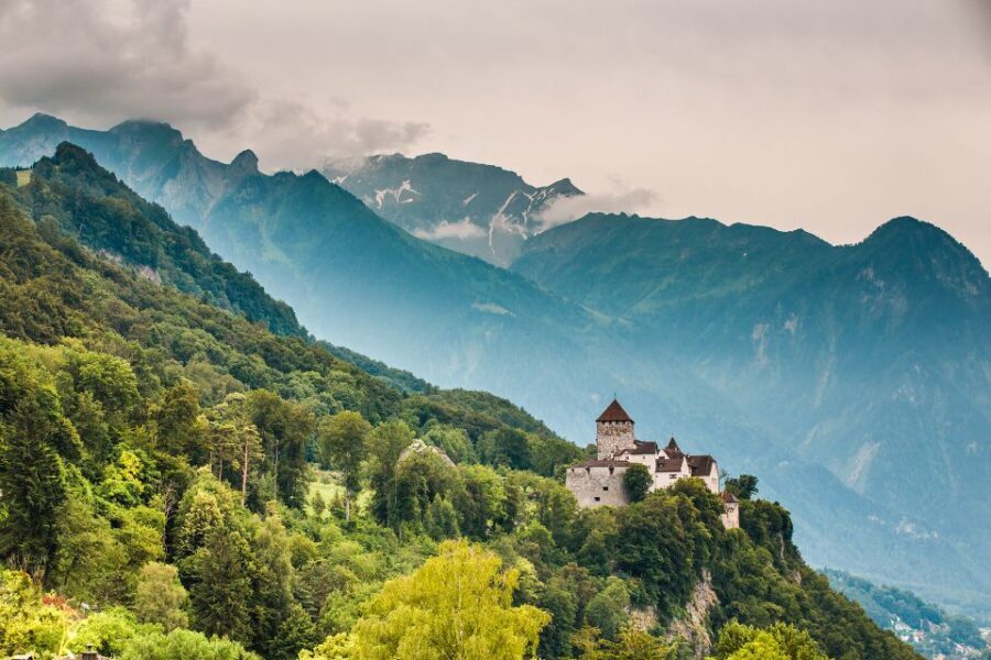 From Zurich: Private 4 Countries in 1 Full-Day Tour - Vaduz: Peter-Kaiser-Platz, Vaduz Castle area, and the stamp