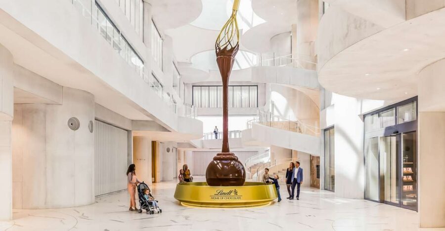 Lindt Home of Chocolate Museum Entry Ticket - First stop: the 9-meter fountain and the “factory next door” vibe