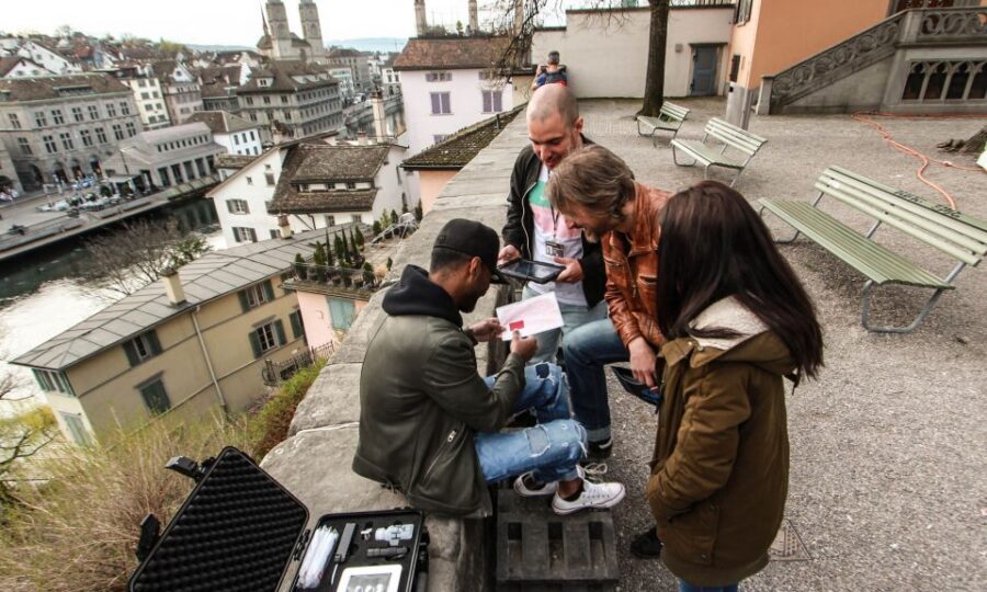 Outdoor Escape Game with Augmented Reality trough Zurich - Predigerplatz start: your briefing and the game-shop setup
